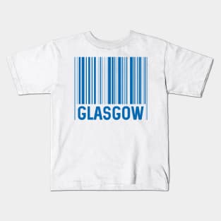 Glasgow Bar Code Design (Scottish Saltire Blue) Kids T-Shirt